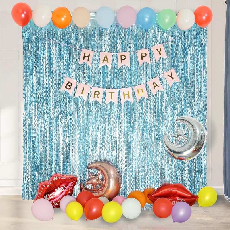 KEEUH 4 Pack Wavy Blue Foil Fringe Curtain 3.3x6.6 Feet | Blue Streamers Tinsel Backdrop for Under The Sea Party Decorations | Ocean Backdrop | Mermaid Birthday Decorations - Image 4